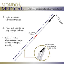 Load image into Gallery viewer, Foldable Blind Person Stick - 51in Reflective Blind Cane Walking Stick
