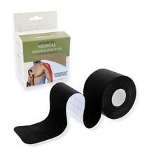 Load image into Gallery viewer, Kinesiology Tape Precut 2inx16ft Body Tape Roll - Black Athletic Tape
